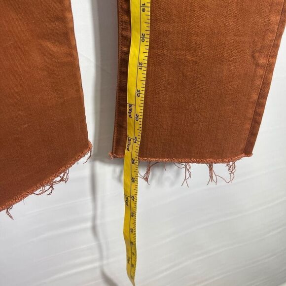 Veronica Beard Rust Raw Hem Carly Kick Flare High Rise Denim Jeans Size 24 - Picture 9 of 9